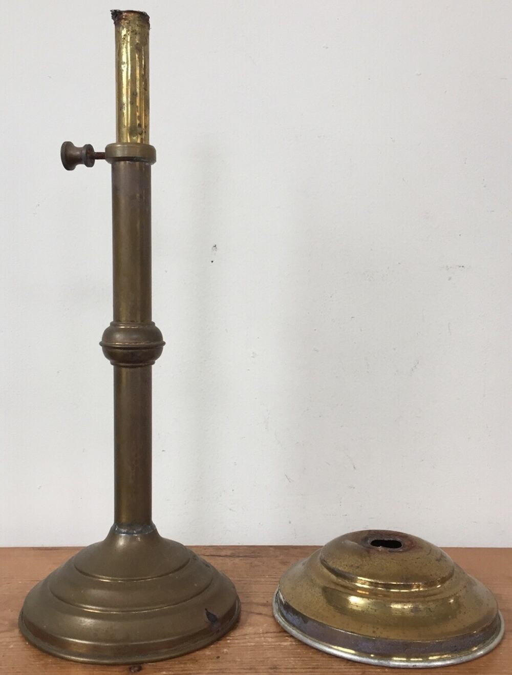Vtg Antique Solid Brass Detachable Cylinder Candlestick Pillar Candle 13.5" Tall